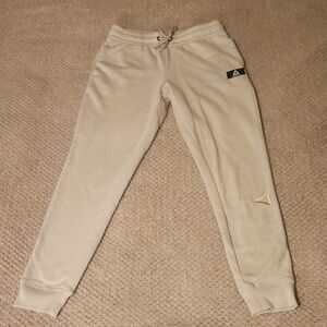 Reebok Cream Sweatpants with Elastic Cuffs and Drawstring